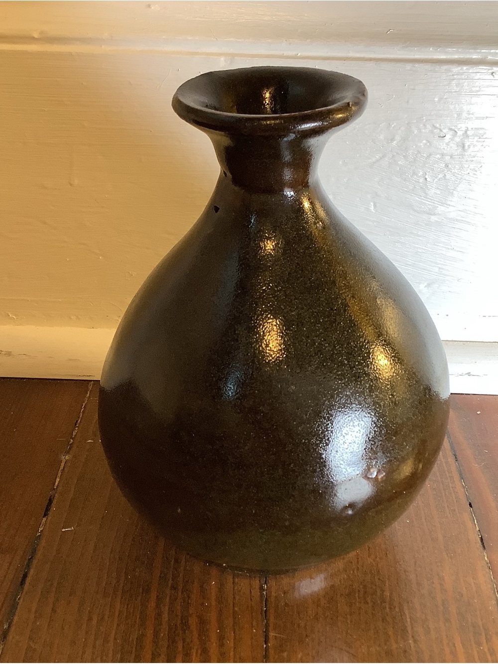 Vintage Stoneware Vase Chestnut Brown Crock Cottage Country Primitive Crockery,